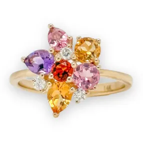 14K Y Gold & 1.70ctw Multi Color Stones & 0.12cttw G/SI2 Diamond Ring