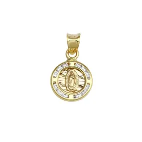 14P00003. - 14 Karat Yellow Gold CZ Disc Guadalupe Pendant