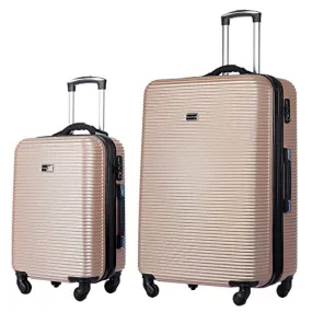 2 Pc Luggage Set Durable Lightweight Hard Case Spinner Suitecase 20In29In Lug2 Ly06Scale Champagne