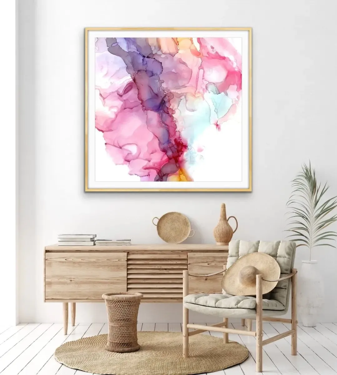 A Passing Thought - Pink and Purple Abstract Alcohol Ink Painting Wall Art Print