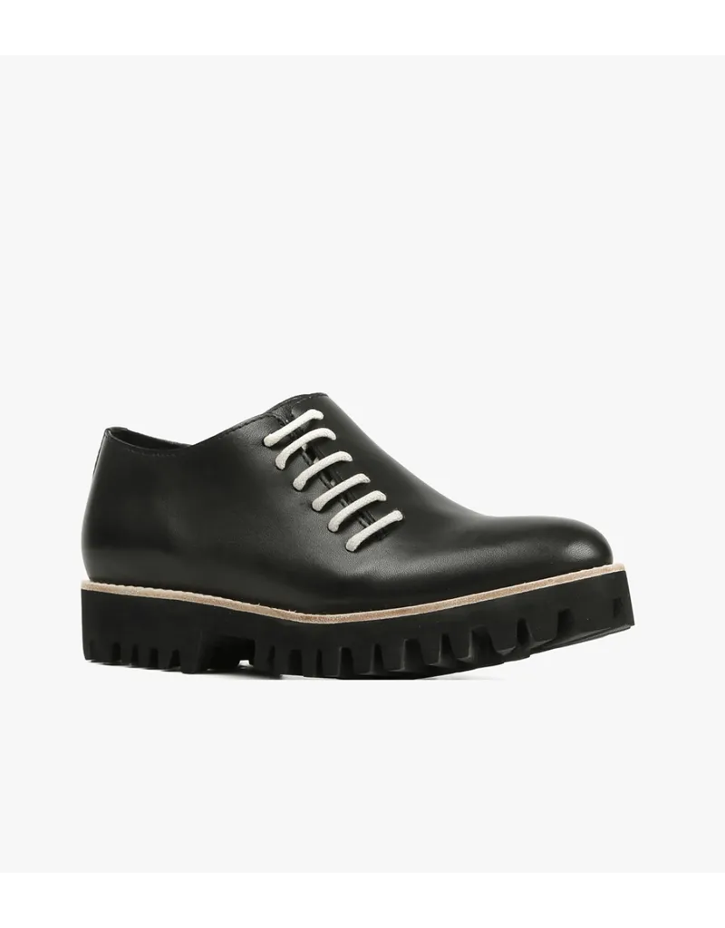 ALL BLACK Footwear Side Cord Inside Zip Shoes in Black/Ivory