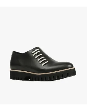 ALL BLACK Footwear Side Cord Inside Zip Shoes in Black/Ivory