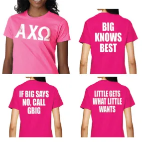 Alpha Chi Omega Neon Big-Lil Printed Tee - Gildan 500 - CAD