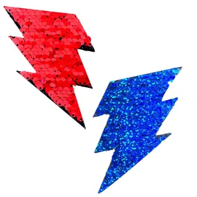 American Spirit Blue & Red Flip Sequin Storm Surge Bolt Nipple Cover Pasties