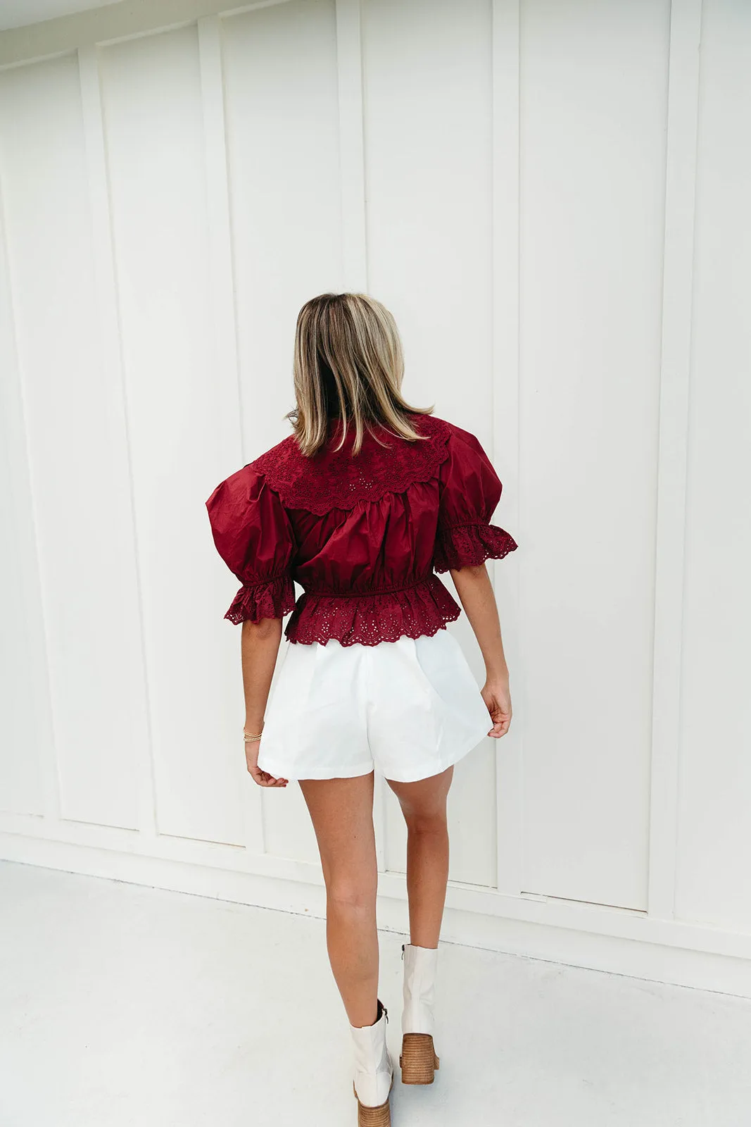 Beverly Front Tie Top - Burgundy