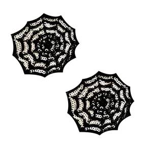 Blacklight Sequin Spiders Web Nipple Cover Pasties