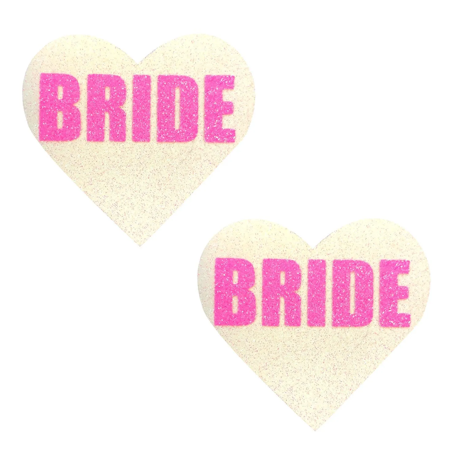 Bride Neon Pink & White Glitter Blacklight  I Heart U Nipple Cover Pasties