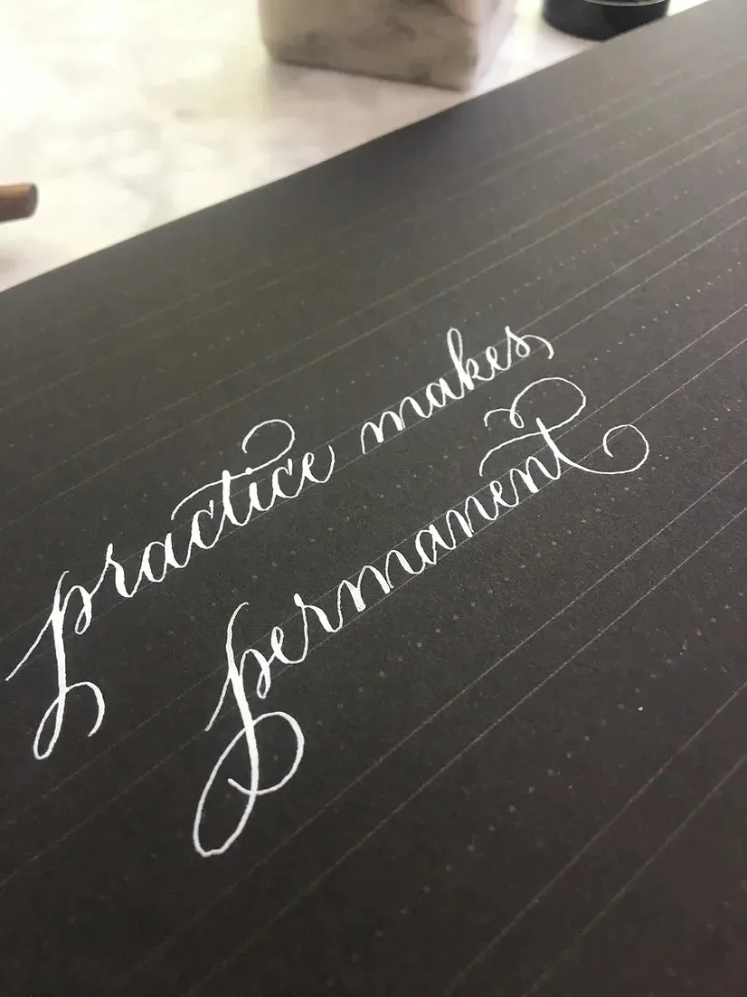 Calligraphy Practice Book on Lined Black Paper