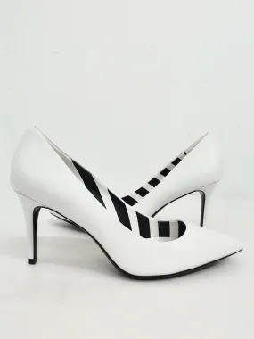 Calvin Klein Women's Gayle White Leather Heels Size 7.5 M