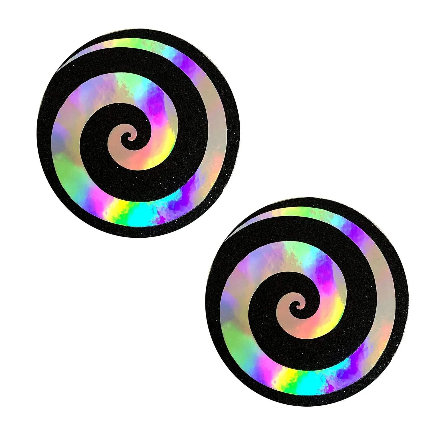 Care Bare Stare Holographic Spiral on Black Malice Glitter Nipple Cover Pasties