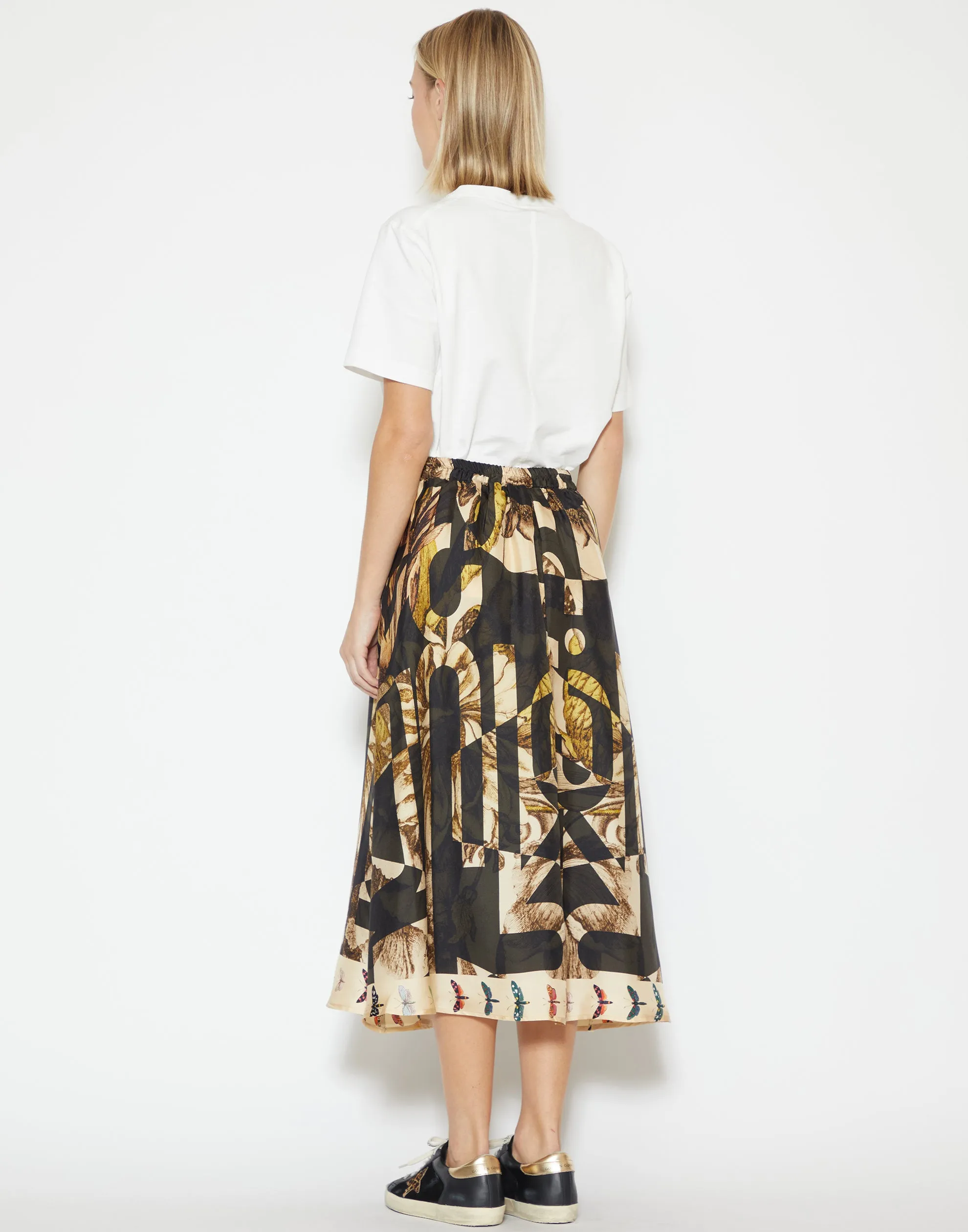 Champagne & Black Silk Skirt