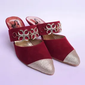 Clasp Velvet Sandles Red