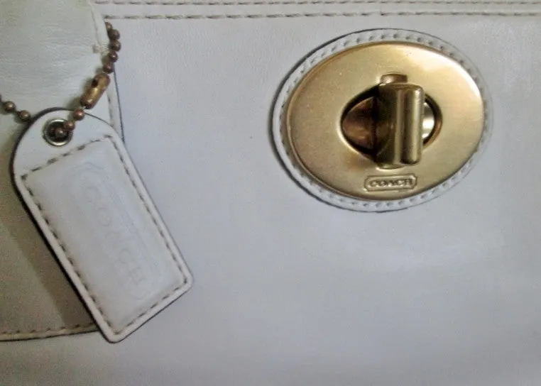 COACH 11554 MADELINE HAMPTON Leather Handbag Satchel Tote Shoulder Bag WHITE