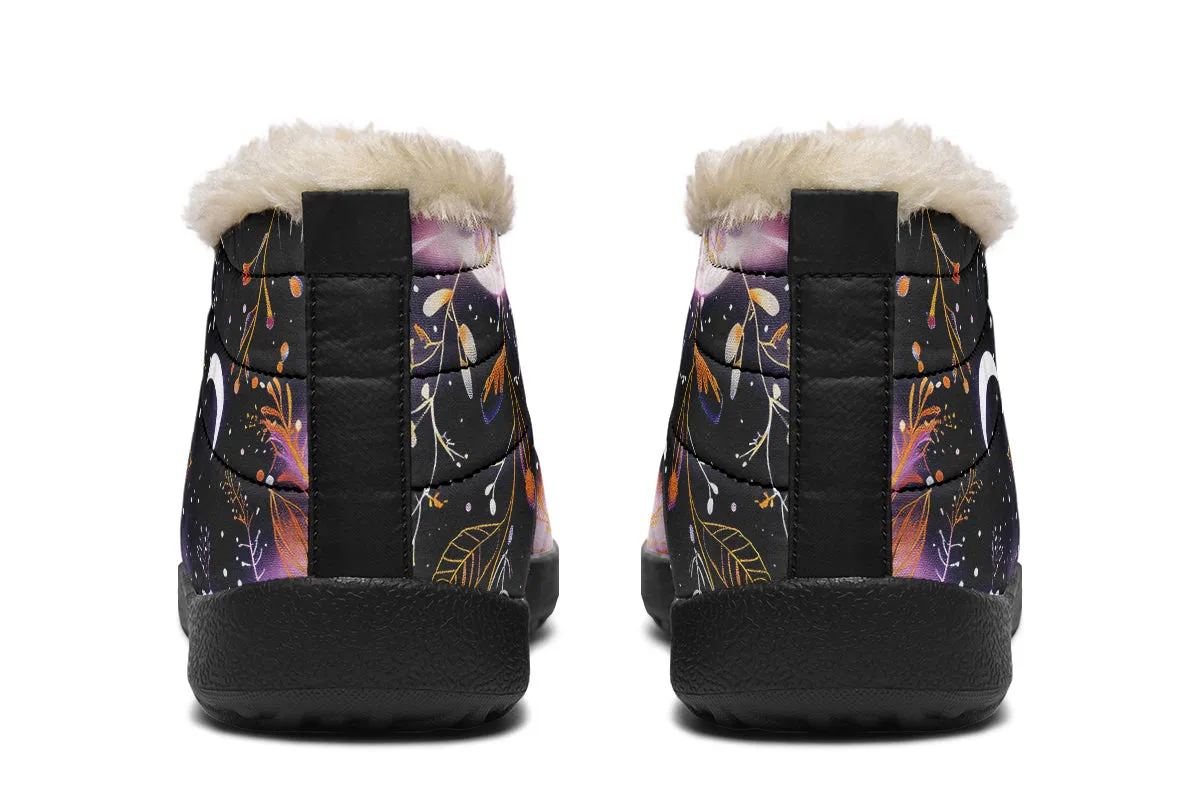 Cosmic Petals Winter Sneakers - Warm & Easy Slip-On Shoes Lined with Vegan Wool with Anti-Slip Soles