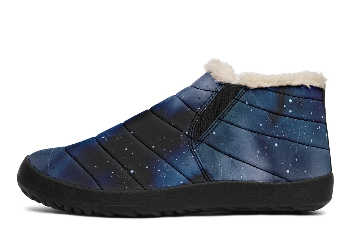 Deep Blue Winter Sneakers - Warm & Easy Slip-On Shoes Lined with Vegan Wool with Anti-Slip Soles