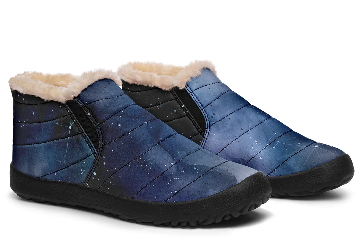 Deep Blue Winter Sneakers - Warm & Easy Slip-On Shoes Lined with Vegan Wool with Anti-Slip Soles