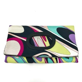 Emilio Pucci Dark Retro Print Fold-Over Flap Clutch Handbag