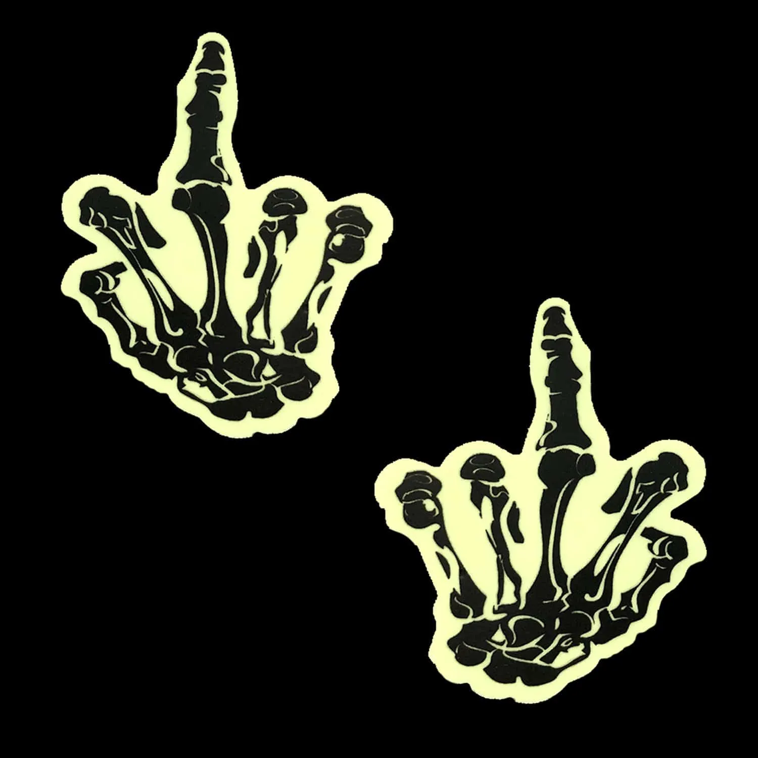 Fuck You Glow In The Dark Skeleton Hand Nipple Cover Pasties