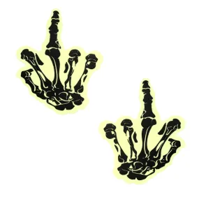 Fuck You Glow In The Dark Skeleton Hand Nipple Cover Pasties