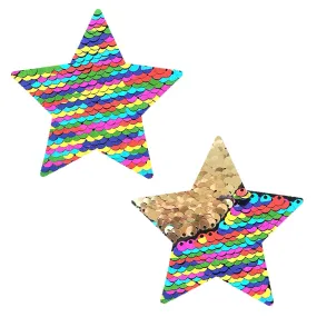 FunFetti Multicolor Rainbow & Gold Flip Sequin Starry Nights Nipple Cover Pasties