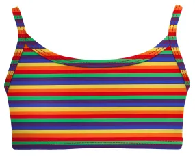 Girls UPF 50  Printed Bikini Swim Top  | Rainbow Print