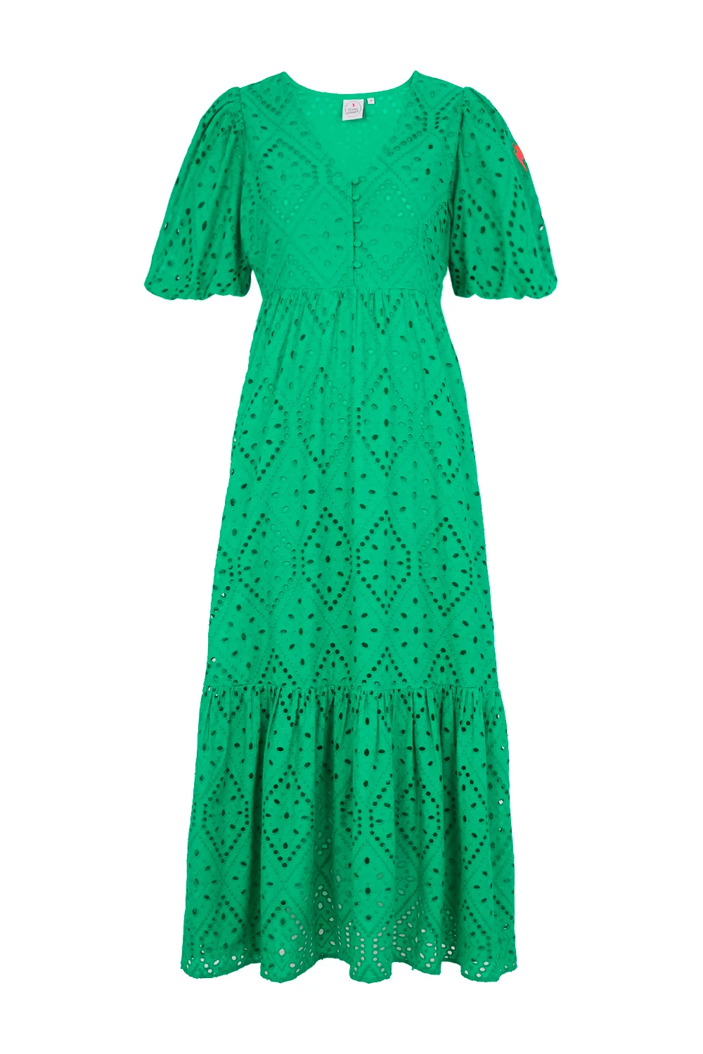 Green Broderie Anglaise Midi Dress