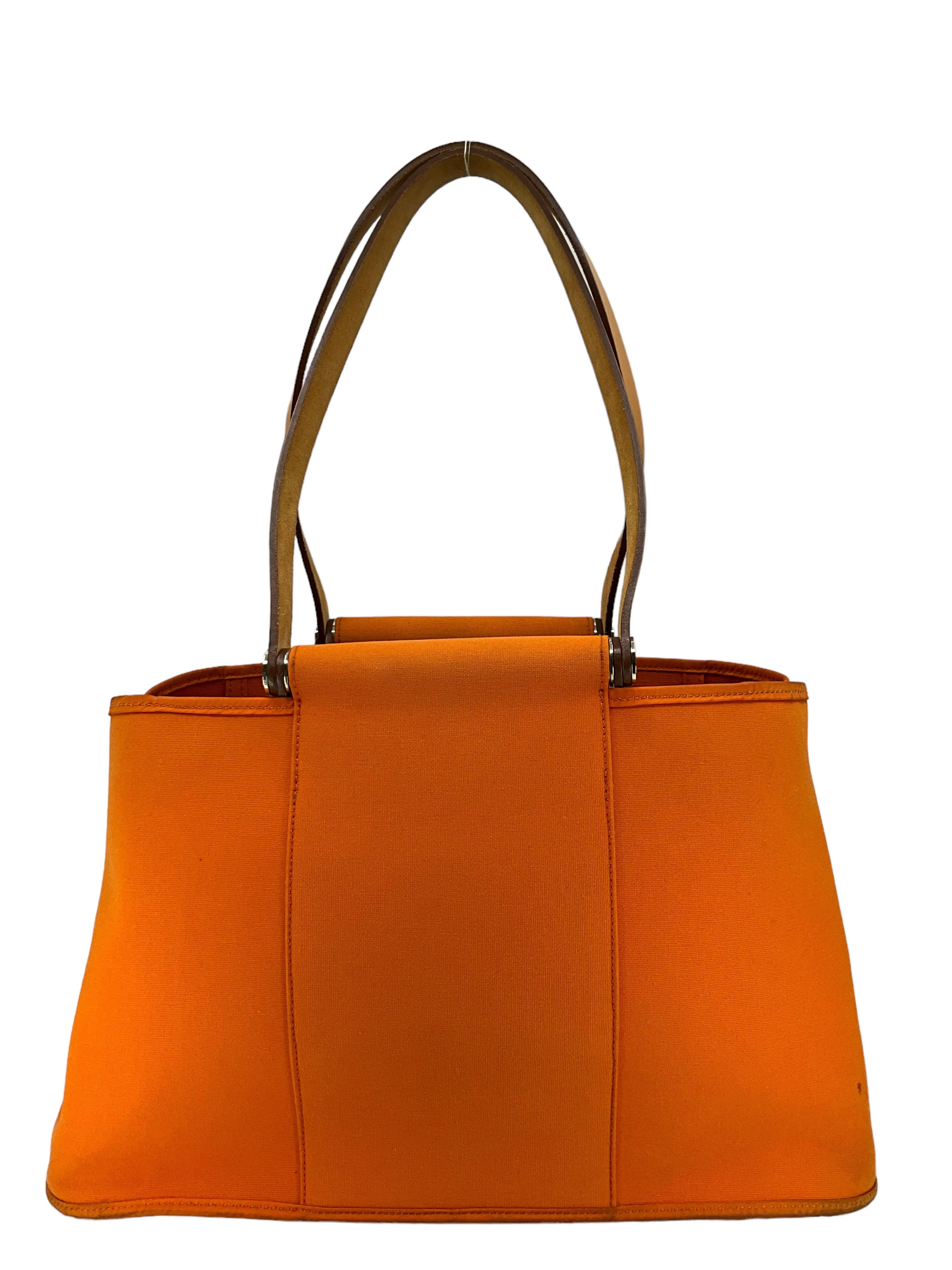 Hermes Orange Canvas Cabag Elan PM Tote Bag