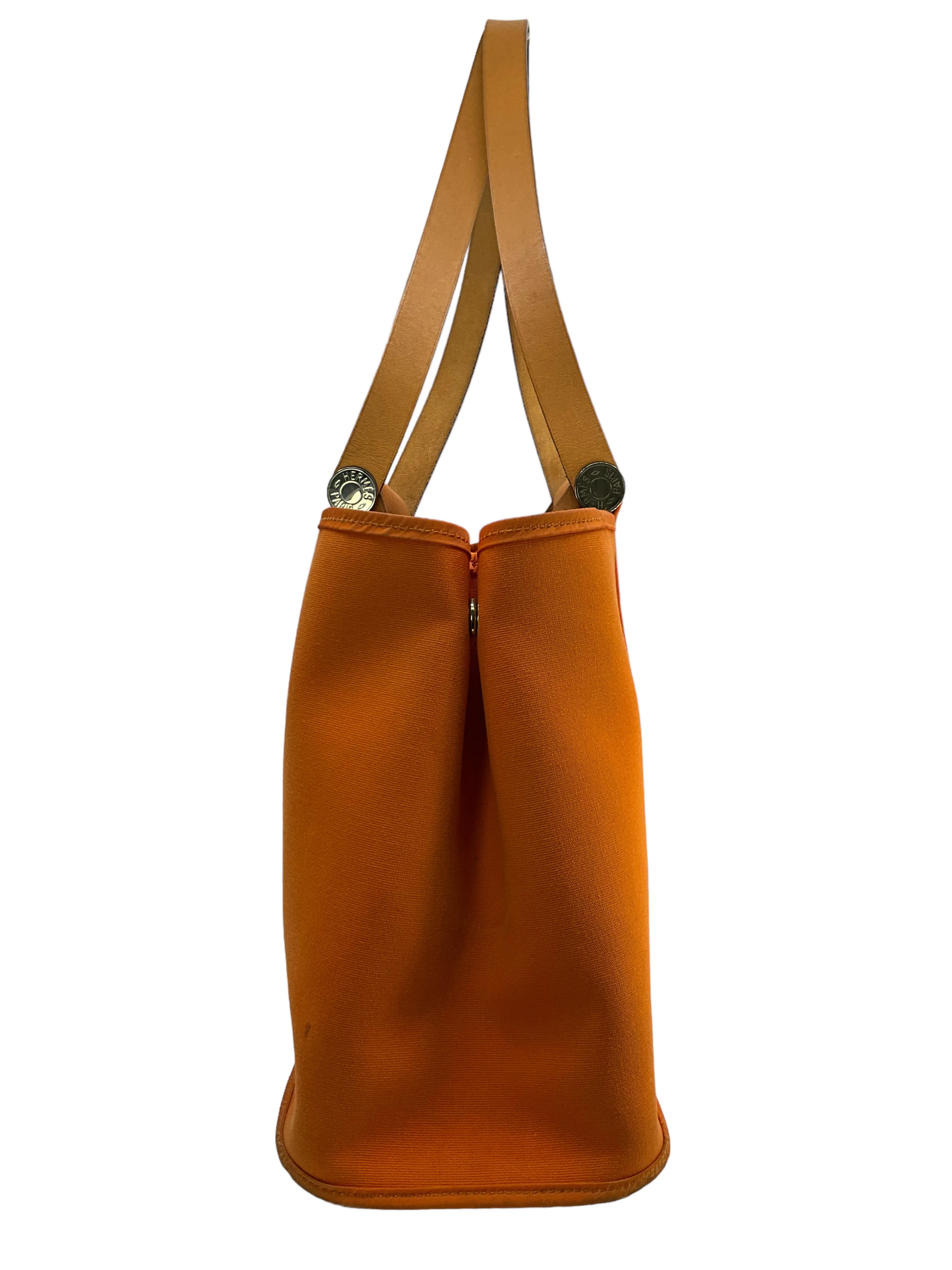 Hermes Orange Canvas Cabag Elan PM Tote Bag