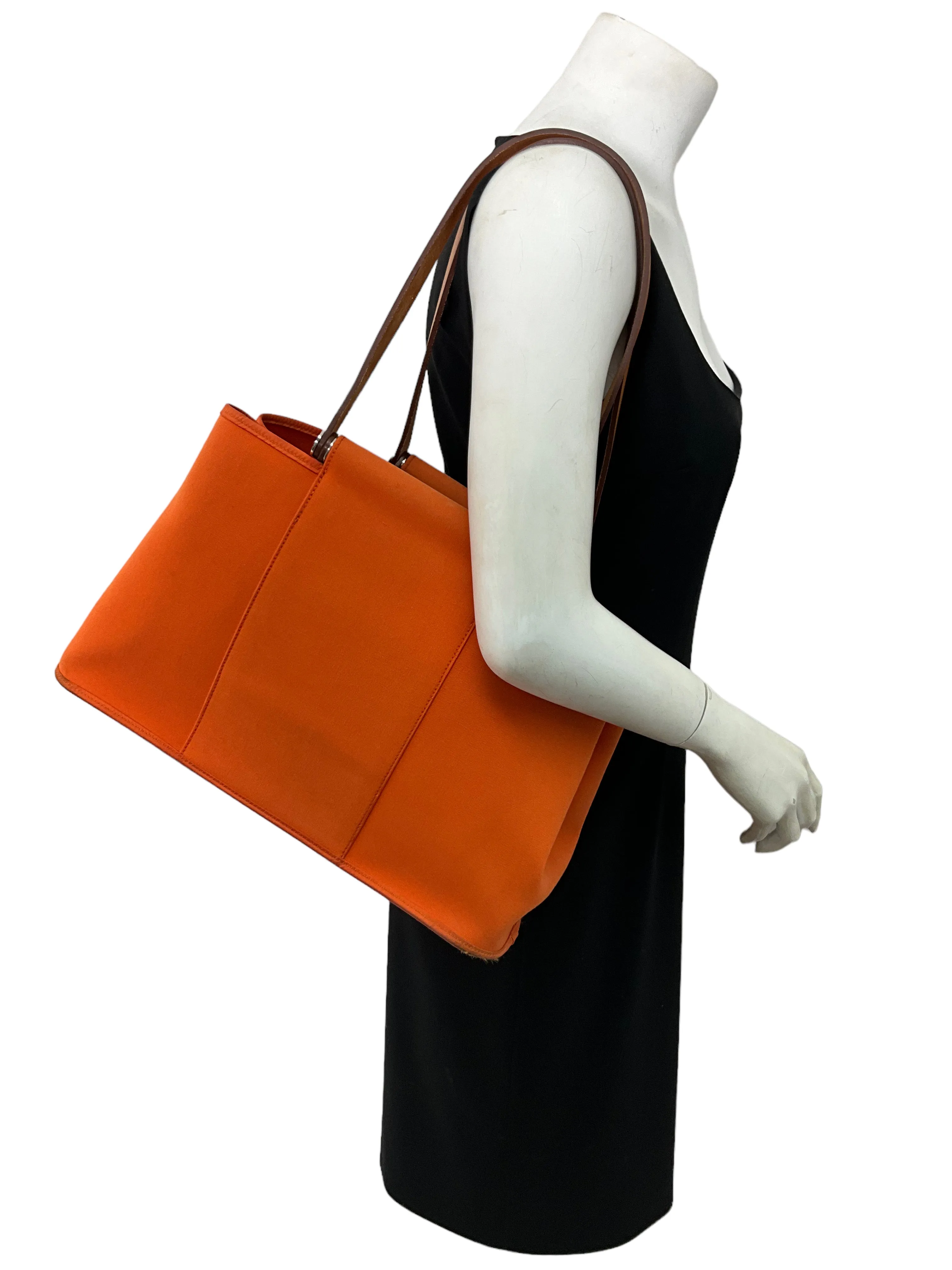 Hermes Orange Canvas Cabag Elan PM Tote Bag