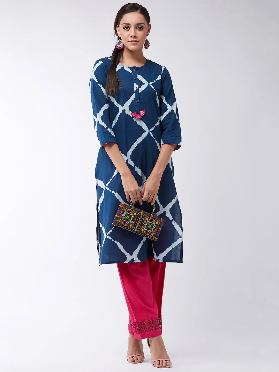 Indigo Blue Kurta With Tassels