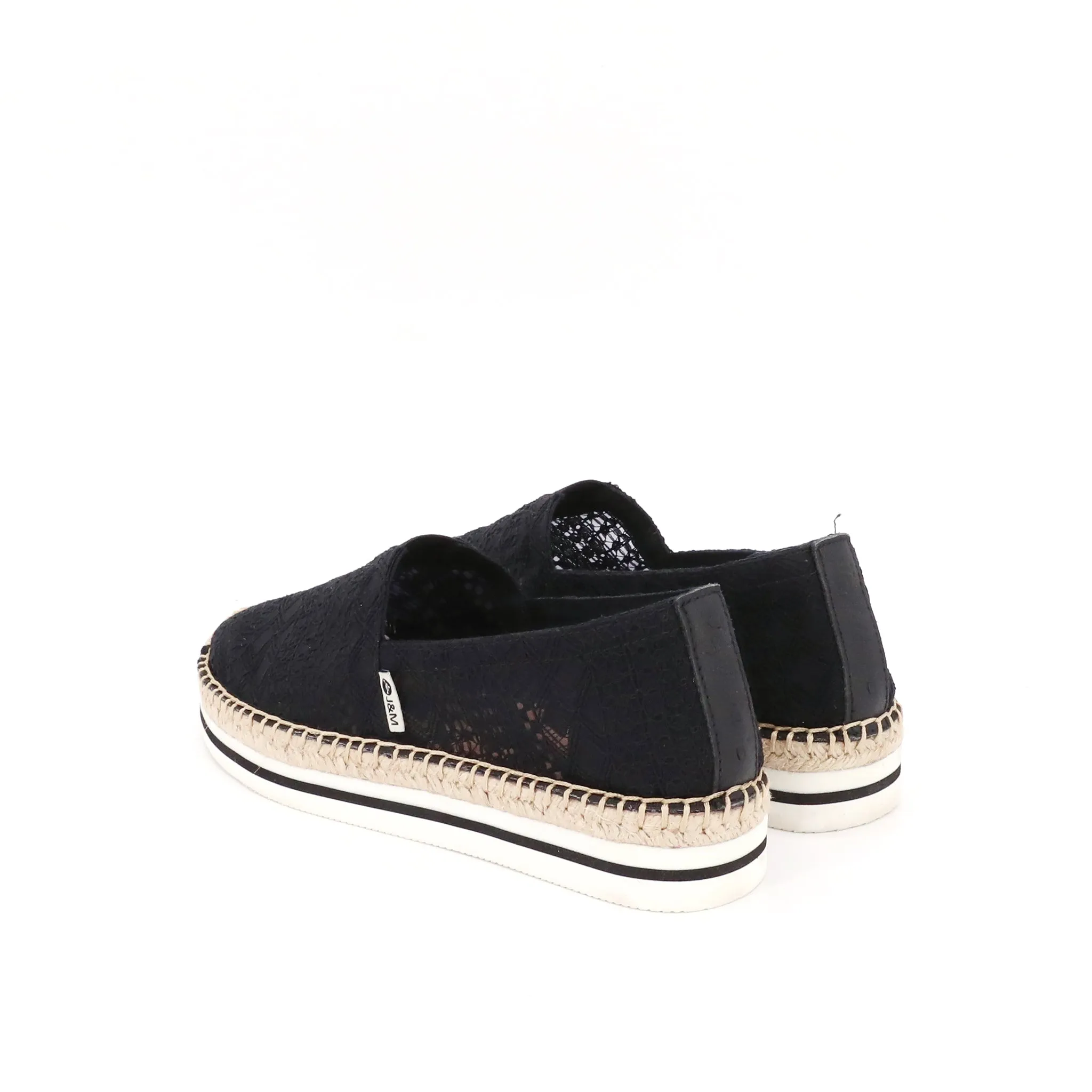 JOY&MARIO Handmade Women’s Slip-On Espadrille Mesh Loafers Platform in Black-A51350W