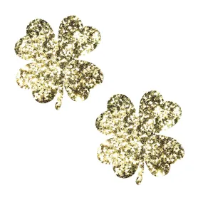 Kiss me I'm Irish Super Sparkle Gold Glitter Clover Nipple Cover Pasties!