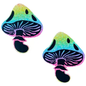 Laffie Taffie Multicolor Blacklight Chunky Glitter Toadstool Nipple Cover Pasties