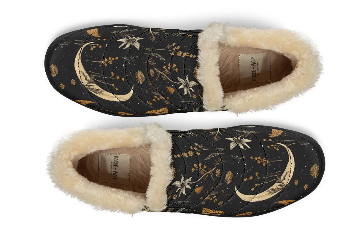 Moonlit Botanica Winter Sneakers - Warm & Easy Slip-On Shoes Lined with Vegan Wool with Anti-Slip Soles