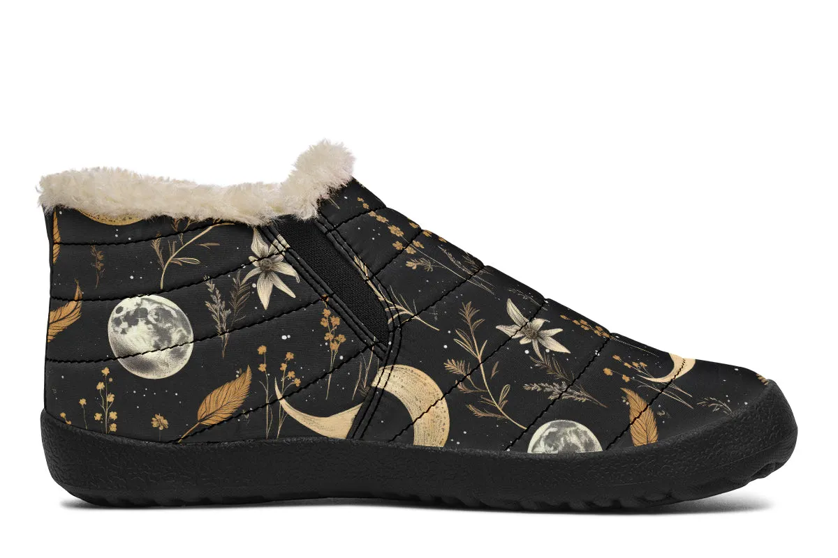 Moonlit Botanica Winter Sneakers - Warm & Easy Slip-On Shoes Lined with Vegan Wool with Anti-Slip Soles