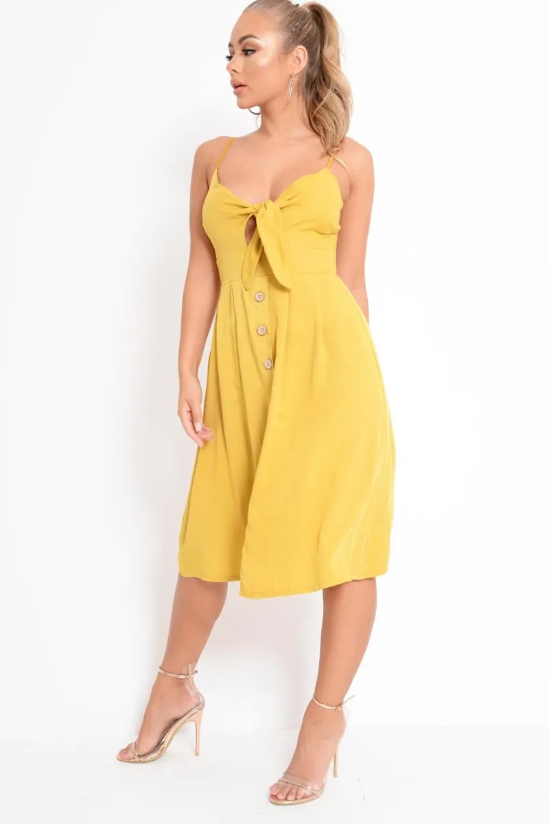 Mustard Tie Front Midi Dress - Onida