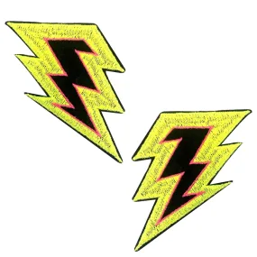 Neon Yellow Blacklight Large Badass Storm Surge Bolt Nipple Cover Pasties