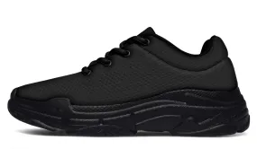 Pitch Black Chunky Sneakers - Light Breathable and Comfortable Sports Shoes with Platform Soles