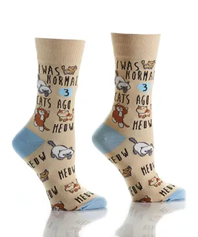 "Cat Lady" Cotton Dress Crew Socks by YO Sox - Medium