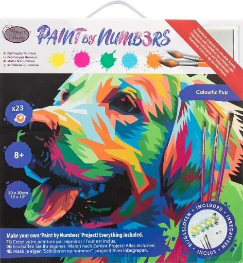 "Colourful Pup" Paint By Numb3rs Kit 30x30cm