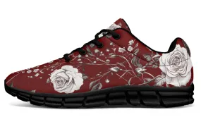 Red Rose Romance Athletic Sneakers - Light Breathable and Comfortable Sports Shoes with Anti-Slip Soles