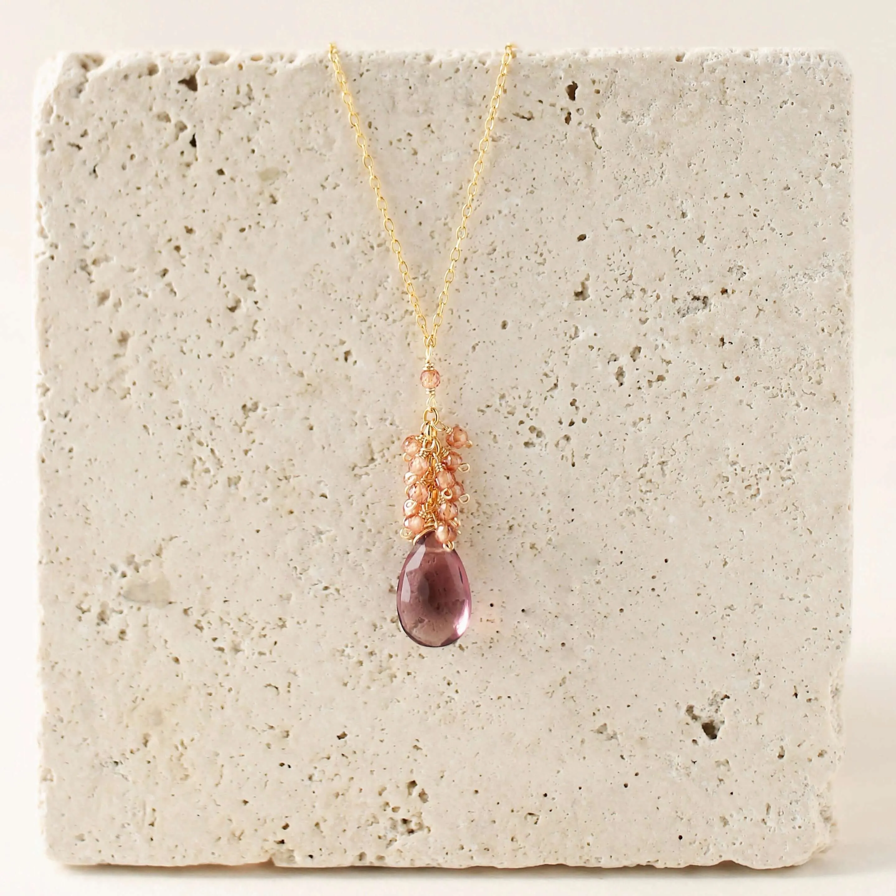 Rhodolite Garnet Cluster Necklace