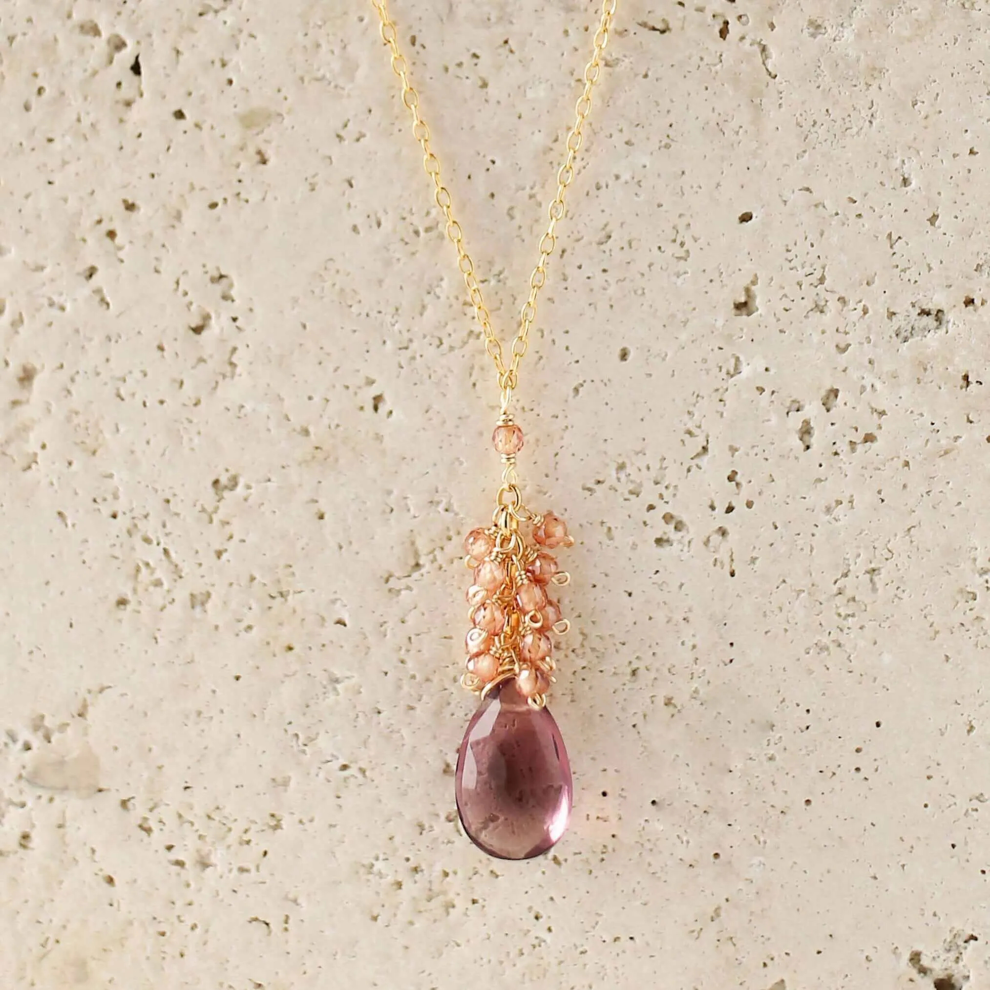 Rhodolite Garnet Cluster Necklace