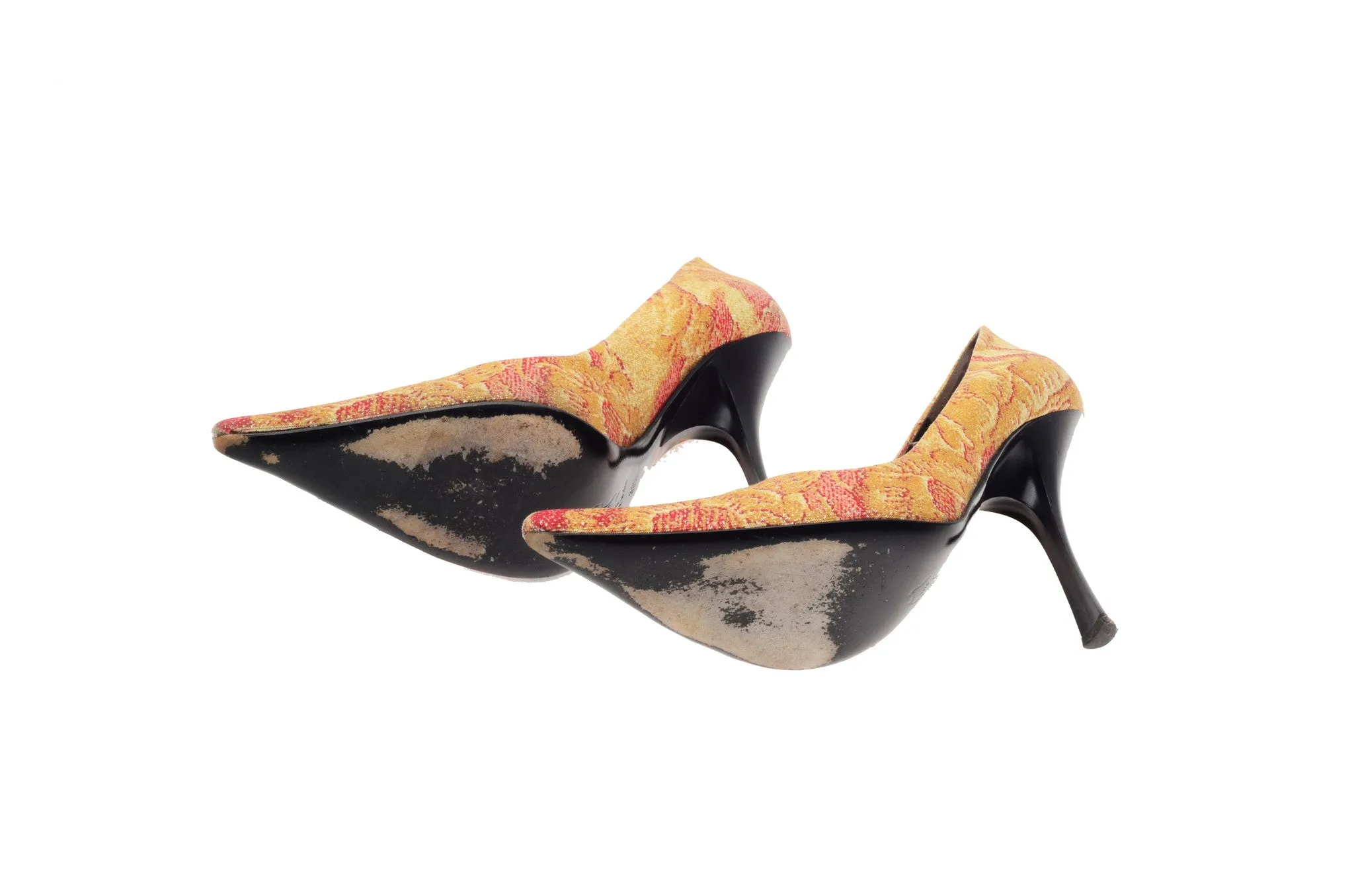 Roberto Cavalli - Red Gold Metallic Pointed Toe Heels - IT 38 1/2