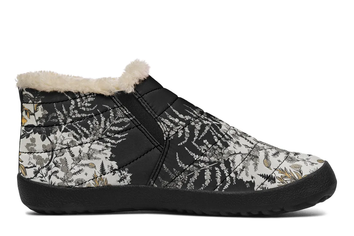 Shadow Ferns Winter Sneakers - Warm & Easy Slip-On Shoes Lined with Vegan Wool with Anti-Slip Soles