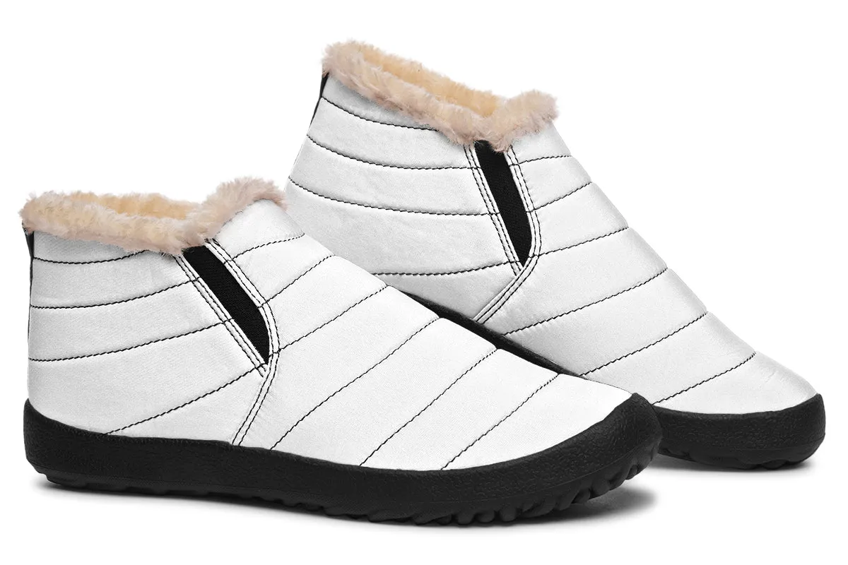 Snow White Winter Sneakers - Warm & Easy Slip-On Shoes Lined with Vegan Wool with Anti-Slip Soles