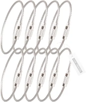 Stainless steel cable loops as keyrings and for use with lugggage tags