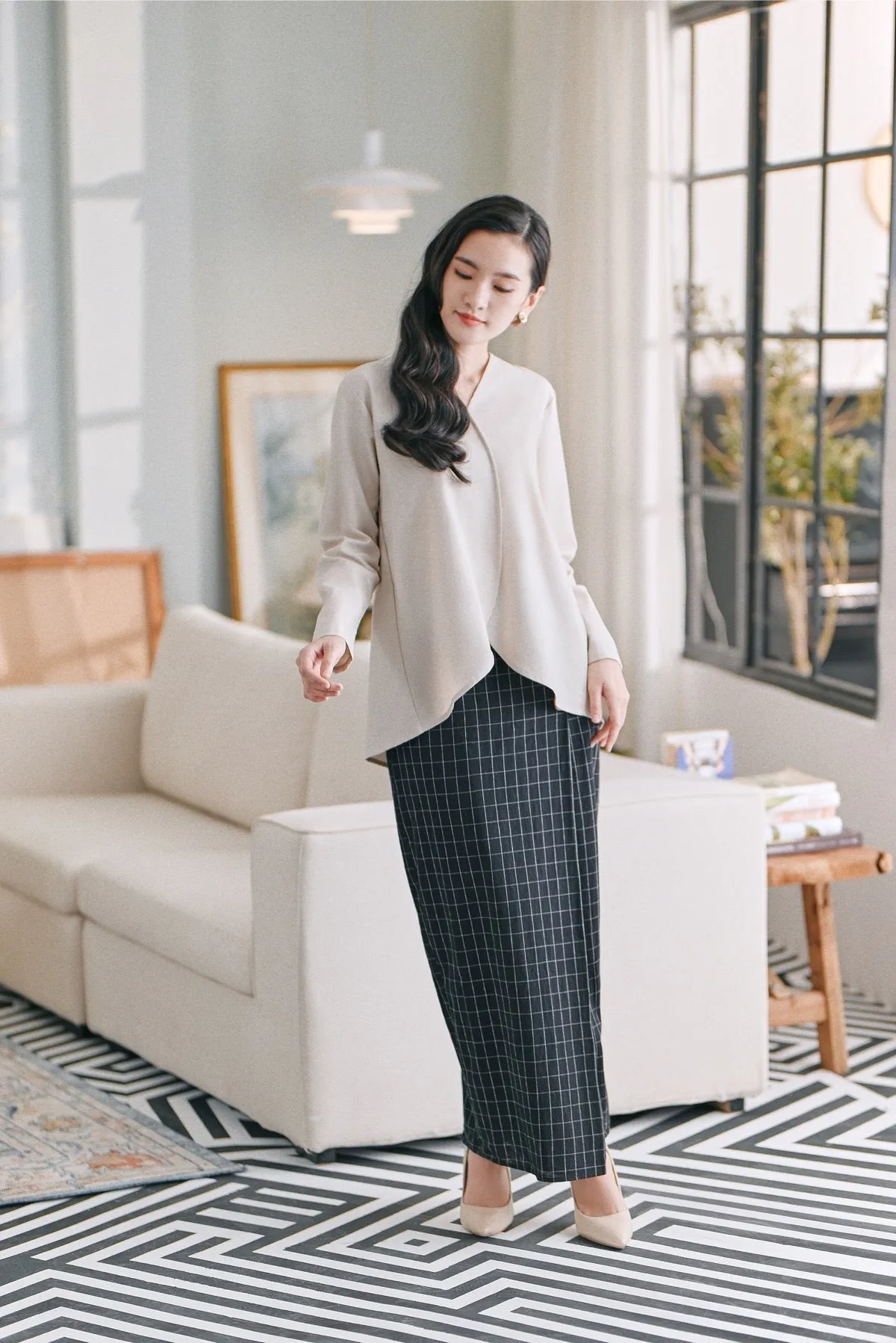 The Caya Women Bintang Folded Skirt - Good Black Checked