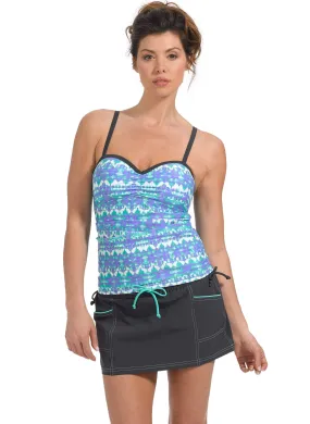 Tie Dye Batik Adjustable Side Bandeaux Tankini Top