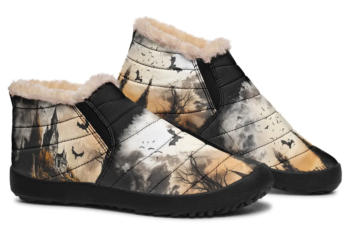 Vampire Mansion Winter Sneakers - Warm & Easy Slip-On Shoes Lined with Vegan Wool with Anti-Slip Soles